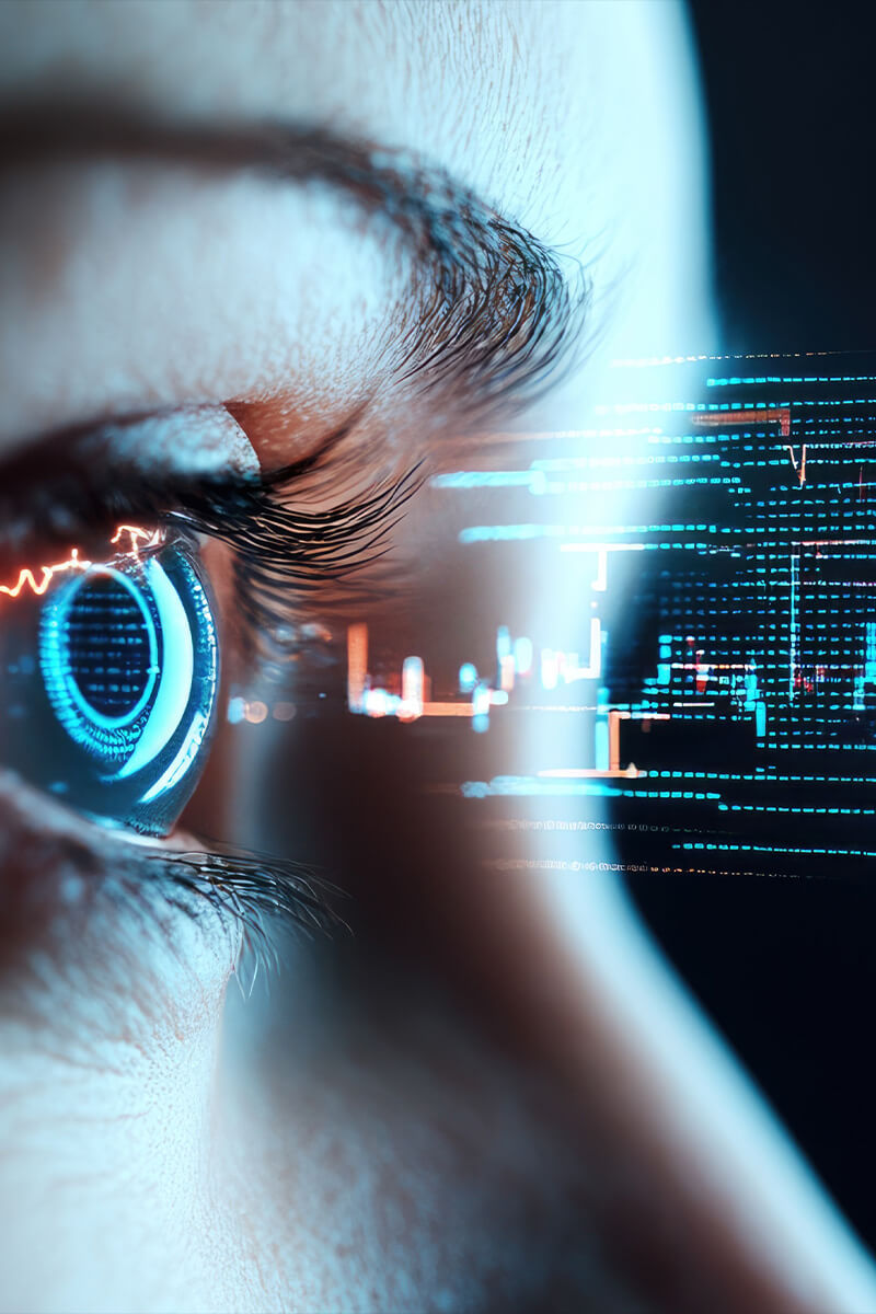 Digital eye with data.